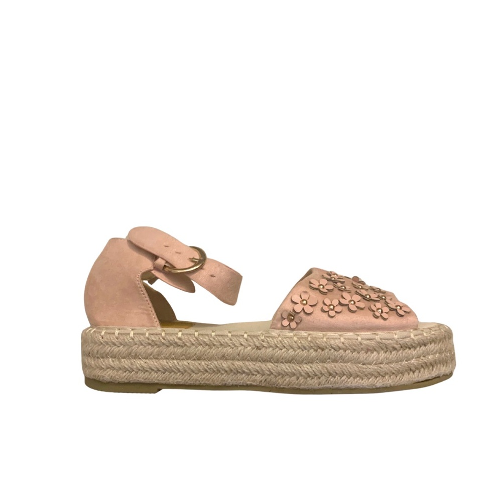 Pink Floral Espadrilles Suede Platform Sandal Romantic Feminine Boho Prairie